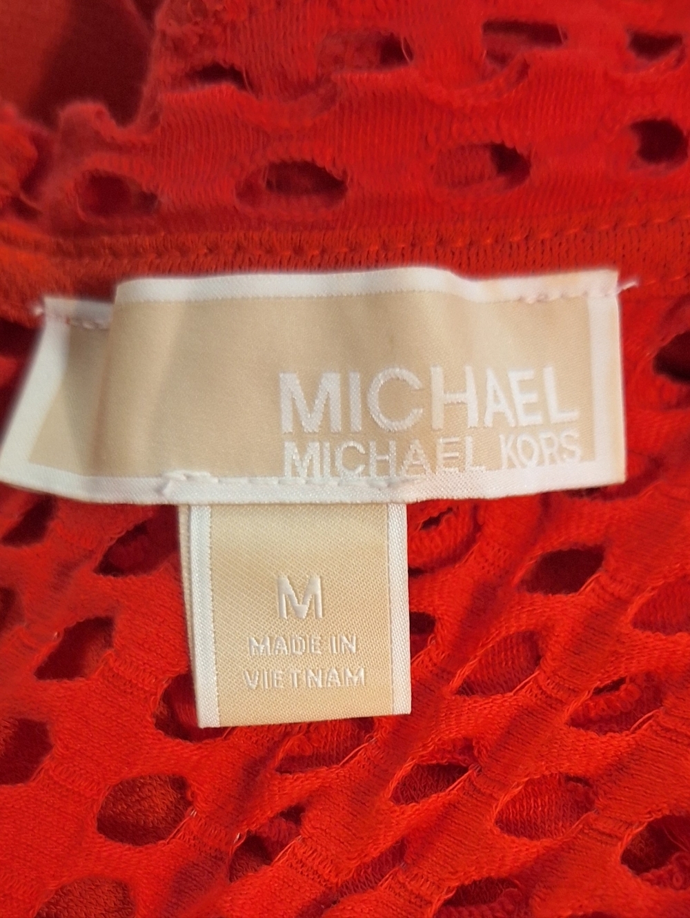 Michael Kors fit-and-Flare Red Mesh Mix Dress Medium *H - Picture 5 of 9